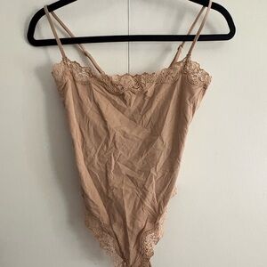SKIMS Tan Lace Bodysuit